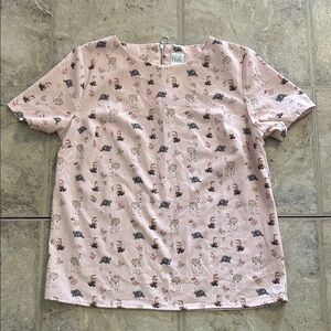 twik Pink Animal Print Short Sleeve Top